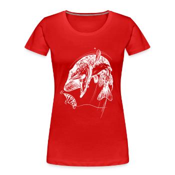 Fish of life! - Fishing Tshirt Pike Attack / W - Women's Premium Organic T-Shirt - red - Front - Mia (176cm)