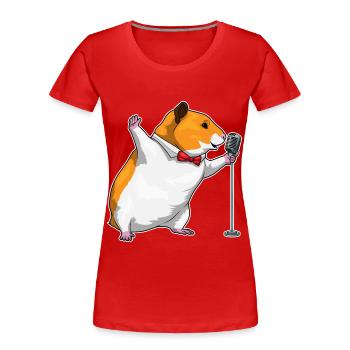 Chanteur de hamster Chant au micro - T-shirt bio Premium Femme - rouge - Devant - Mia (176cm)