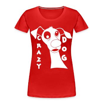 Chien fou en blanc - T-shirt bio Premium Femme - rouge - Devant - Mia (176cm)