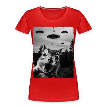 Écureuil Alien Invasion Uap Weirdcore - T-shirt bio Premium Femme - rouge - Devant - Mia (176cm)