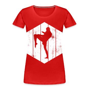 Dessin de kickboxeur - T-shirt bio Premium Femme - rouge - Devant - Mia (176cm)