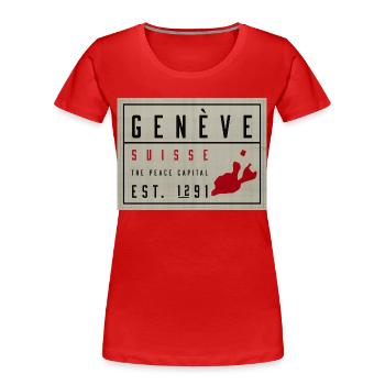 Genève Suisse Friedenskapital Vintage - Frauen Premium Bio T-Shirt - Rot - Vorne - Mia (176cm)