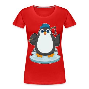 Canne à pêche Penguin Angler Canne à pêche - T-shirt bio Premium Femme - rouge - Devant - Mia (176cm)