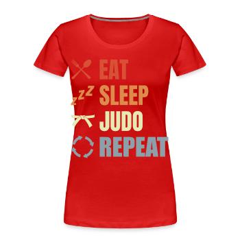 Routine de judo amusante - T-shirt bio Premium Femme - rouge - Devant - Mia (176cm)