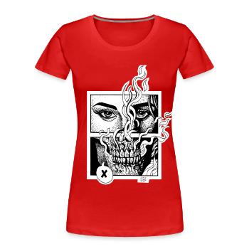 Fin de l’étranger - T-shirt bio Premium Femme - rouge - Devant - Mia (176cm)