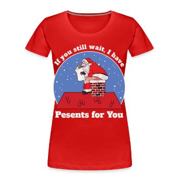Père Noël drôle - T-shirt bio Premium Femme - rouge - Devant - Mia (176cm)