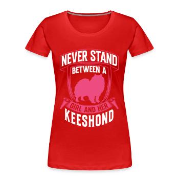 Mädchen und ihr Wolfsspitz Deutscher Spitz - Frauen Premium Bio T-Shirt - Rot - Vorne - Mia (176cm)