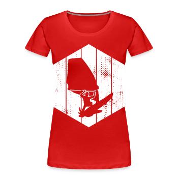 Lustiger Windsurfer - Frauen Premium Bio T-Shirt - Rot - Vorne - Mia (176cm)