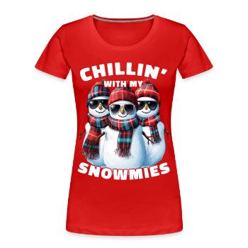 Chillin With My Snowmies Sunglasses Snowmen - Women's Premium Organic T-Shirt - red - Front - Mia (176cm)