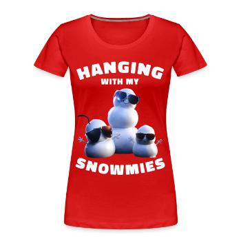 Hanging With My Snowmies Funny Snowmen - Women's Premium Organic T-Shirt - red - Front - Mia (176cm)