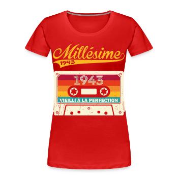 Millésime 1943 Cadeau 80 Ans Anniversaire Humour - T-shirt bio Premium Femme - rouge - Devant - Mia (176cm)