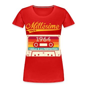 Millésime 1964 Cadeau 59 Ans Anniversaire Humour - T-shirt bio Premium Femme - rouge - Devant - Mia (176cm)