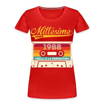 Millésime 1988 Cadeau 35 Ans Anniversaire Humour - T-shirt bio Premium Femme - rouge - Devant - Mia (176cm)