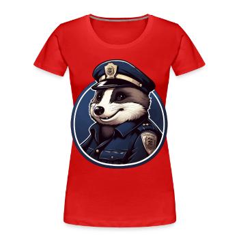 Badger Police - Women's Premium Organic T-Shirt - red - Front - Mia (176cm)