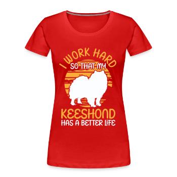 Travailler pour mon Wolfsspitz German Spitz - T-shirt bio Premium Femme - rouge - Devant - Mia (176cm)