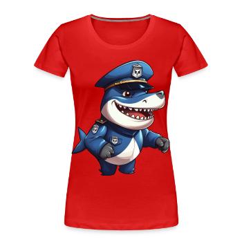 Shark Police - Women's Premium Organic T-Shirt - red - Front - Mia (176cm)