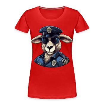 Policier mouton - T-shirt bio Premium Femme - rouge - Devant - Mia (176cm)