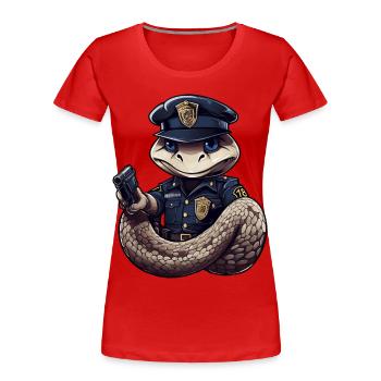 Policier serpent - T-shirt bio Premium Femme - rouge - Devant - Mia (176cm)