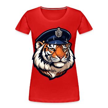 Policier tigre - T-shirt bio Premium Femme - rouge - Devant - Mia (176cm)