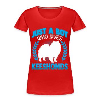Junge der Wolfsspitz liebt Deutscher Spitz - Frauen Premium Bio T-Shirt - Rot - Vorne - Mia (176cm)