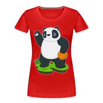 Panda Basketball Player Basketball - Women's Premium Organic T-Shirt - red - Front - Mia (176cm)
