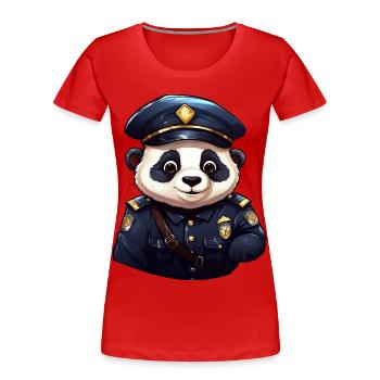 Policier panda - T-shirt bio Premium Femme - rouge - Devant - Mia (176cm)