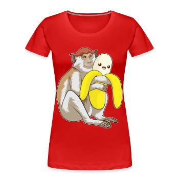 Singe Banane - T-shirt bio Premium Femme - rouge - Devant - Mia (176cm)