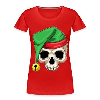 Chapeau de père Noël tête de mort - T-shirt bio Premium Femme - rouge - Devant - Mia (176cm)