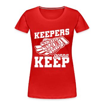 Goalkeeper Football - Women's Premium Organic T-Shirt - red - Front - Mia (176cm)