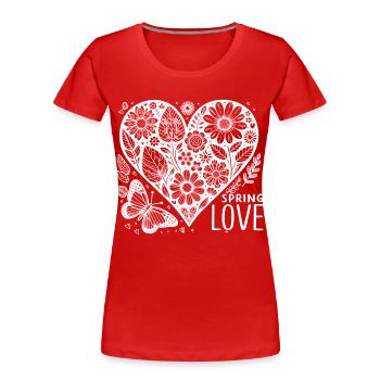 spring love - Frauen Premium Bio T-Shirt - Rot - Vorne - Mia (176cm)