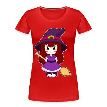 Mädchen Hexe Besen - Frauen Premium Bio T-Shirt - Rot - Vorne - Mia (176cm)