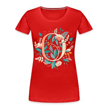 O typography floral - Frauen Premium Bio T-Shirt - Rot - Vorne - Mia (176cm)