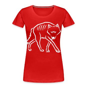 Stufen nach unten (weiß) - Frauen Premium Bio T-Shirt - Rot - Vorne - Mia (176cm)