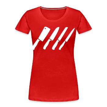 Dessin au couteau - T-shirt bio Premium Femme - rouge - Devant - Mia (176cm)
