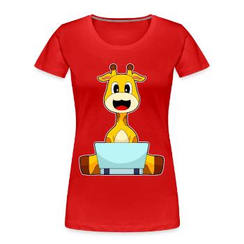Giraffe Laptop - Women's Premium Organic T-Shirt - red - Front - Mia (176cm)