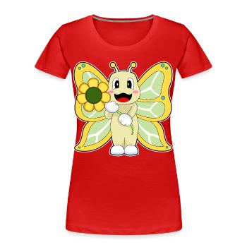 Butterfly Flower - Women's Premium Organic T-Shirt - red - Front - Mia (176cm)