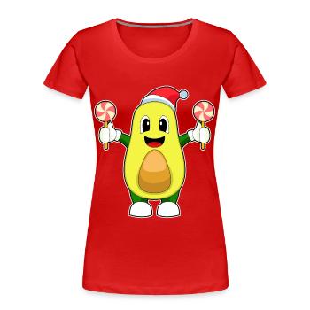 Avocado Christmas Lollipops - Women's Premium Organic T-Shirt - red - Front - Mia (176cm)