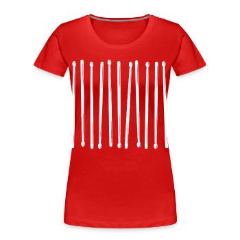Drumsticks Vertikales Muster - Frauen Premium Bio T-Shirt - Rot - Vorne - Mia (176cm)
