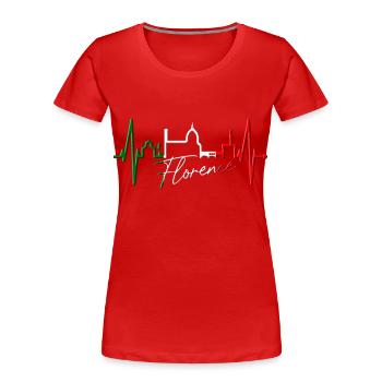 Florence Skyline Italy Heartbeat I Love Firenze - Women's Premium Organic T-Shirt - red - Front - Mia (176cm)