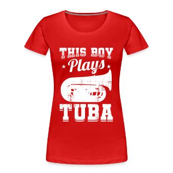 Tuba boy - Women's Premium Organic T-Shirt - red - Front - Mia (176cm)