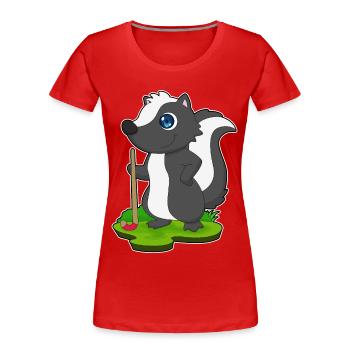 Skunk Hockey sur gazon Stick - T-shirt bio Premium Femme - rouge - Devant - Mia (176cm)