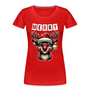 Merry Christmas with Rudolph: Festive Design - Women's Premium Organic T-Shirt - red - Front - Mia (176cm)