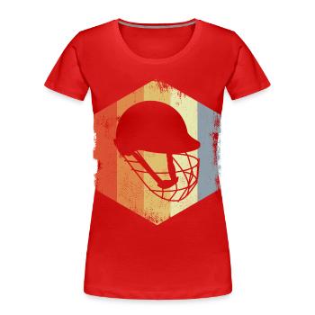Vintage cricket helmet sketch - Women's Premium Organic T-Shirt - red - Front - Mia (176cm)