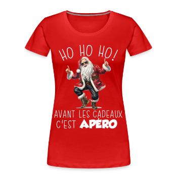 Humour Apéro Pull Moche De Noel Homme Femme - T-shirt bio Premium Femme - rouge - Devant - Mia (176cm)