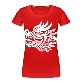 Tête de dragon chinois (blanc) - T-shirt bio Premium Femme - rouge - Devant - Mia (176cm)