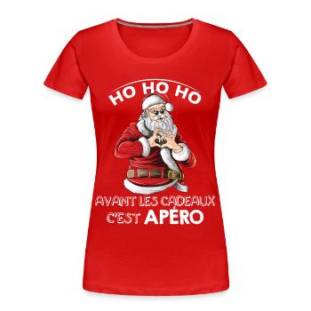 HO HO HO PULL MOCHE NOËL APÉRO CADEAUX FAMILLE - T-shirt bio Premium Femme - rouge - Devant - Mia (176cm)