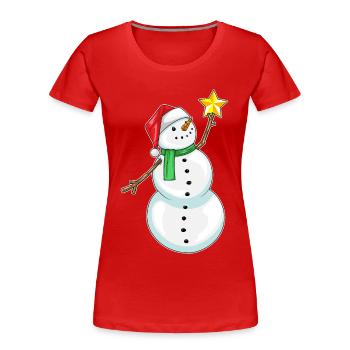 Poinsettia de Noël bonhomme de neige - T-shirt bio Premium Femme - rouge - Devant - Mia (176cm)
