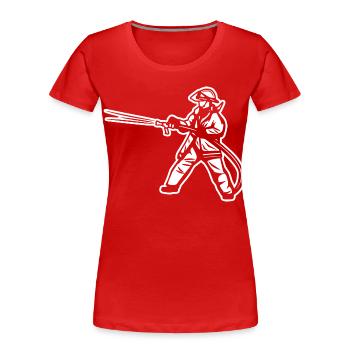 Pompier - T-shirt bio Premium Femme - rouge - Devant - Mia (176cm)