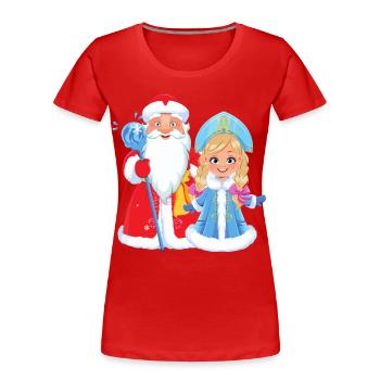 Ded Moroz Snegurotschka russischer Weihnachtsmann - Frauen Premium Bio T-Shirt - Rot - Vorne - Mia (176cm)