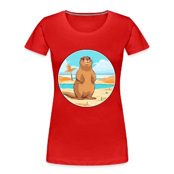 Murmeltier Aquarell Cartoon Kawaii Clipart Tier - Frauen Premium Bio T-Shirt - Rot - Vorne - Mia (176cm)